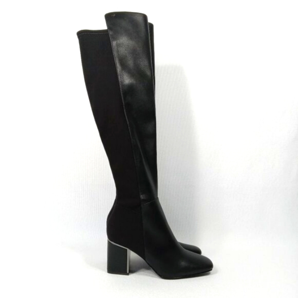 DKNY Women's Cilli Square-Toe Black Knee-High Dress Boots Size 7